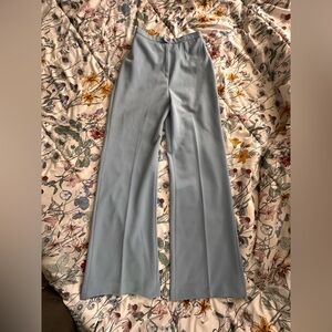 Vintage 1970s Forenza Blue Wide Leg High Waisted Polyester Trousers
